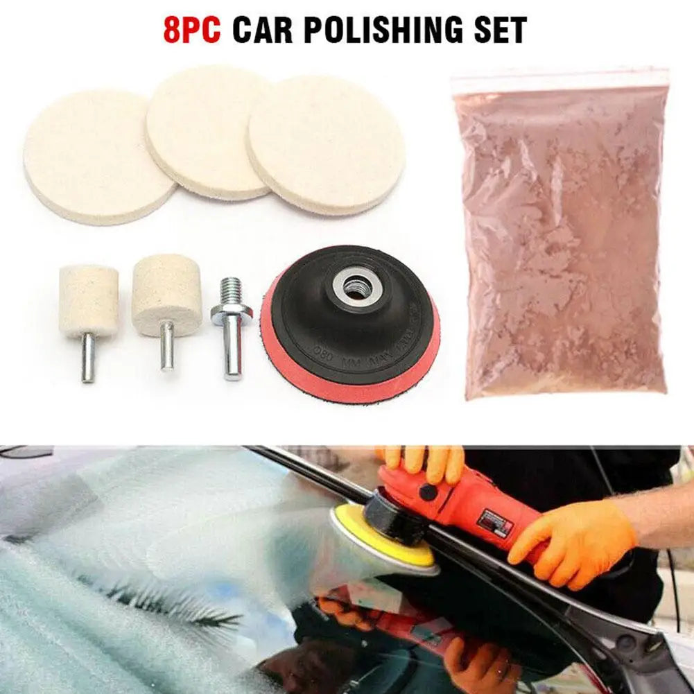 8Pcs/Set 4 OZ Cerium Oxide Powder Watch Glass Screen Windows Polishing Kit Cleaning Scratch Removal Polishing Backing Pad  ourlum.com   