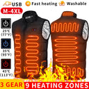 9 Areas Heated Vest Jacket USB Men Winter Hunting Jacket