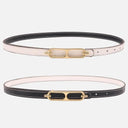 Chic Adjustable Gold Buckle Thin Waist Belt for Women - Faux Leather Skinny Fashion Accessory  ourlum.com black style 10 adjustable 