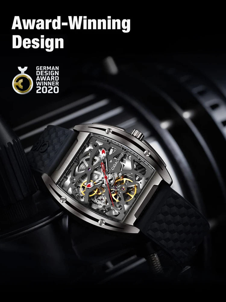 Luxury CIGA Design Z Series Titanium Skeleton Mechanical Watch with Automatic Movement for Men  OurLum.com   