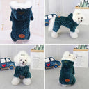 Winter Pet Dog Coat with Wool Lining Stylish Polyester Jumpsuit