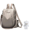 Fashion Anti-theft Backpack Women Casual Waterproof School Bags for Teenager Multi-Function Shoulder Bag Travel Rucksack  ourlum.com Khaki and white bear  