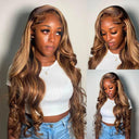 Luxe Ombre Highlight Body Wave Lace Front Wig Elegance