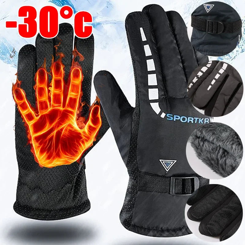 Outdoor Winter Warm Thermal Cycling Gloves Waterproof Anti-slip Sports Ski Cycling Motocycle Warm Gloves Unisex Moto Accessories