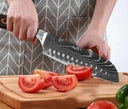 Professional Damascus Kitchen Knife Set with Santoku Cleaver