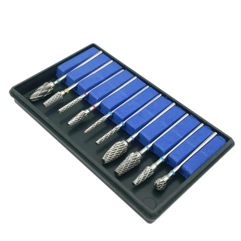 10pcs/set Dental HP Tungsten Carbide Cutter KIT Dental Burs Drills Tungsten Steel Material 2.35mm  ourlum.com   