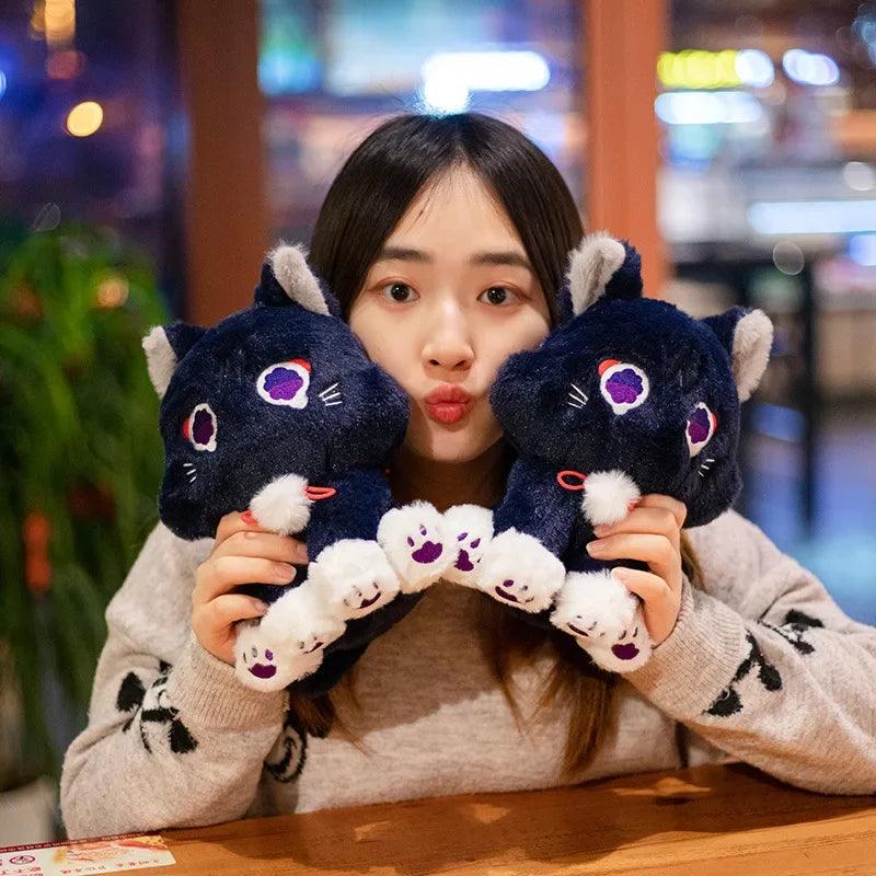 Genshin Impact Black Cat Plush Toy: Fluffy Soft Stuffed Pillow for Kids  ourlum.com   