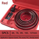 Woodworking Hole Saw Set Drill Bit Kit: Precision Tool for Various Boards & Metal  ourlum.com Red 5PCS 64-127mm  