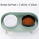 Adjustable Cat Double Bowls Feeder for Healthy Pet Eating  ourlum.com Green-1w-1b  