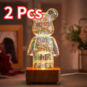 3D Fireworks Bear Night Light: Colorful USB Atmosphere Creator  ourlum.com 3 colors 2pcs  