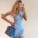 European Style Spring Dress Chic Zipper Hip Skirt Fashion