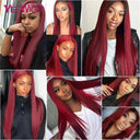 Glueless HD Burgundy 99J Straight Lace Front Wig Women