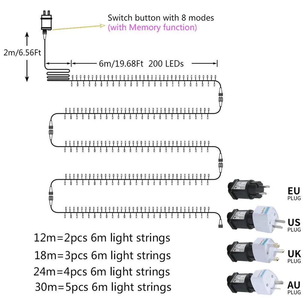 LED String Fairy Lights Cluster Garland: Festive Outdoor Home Party Wedding Decor  ourlum.com   