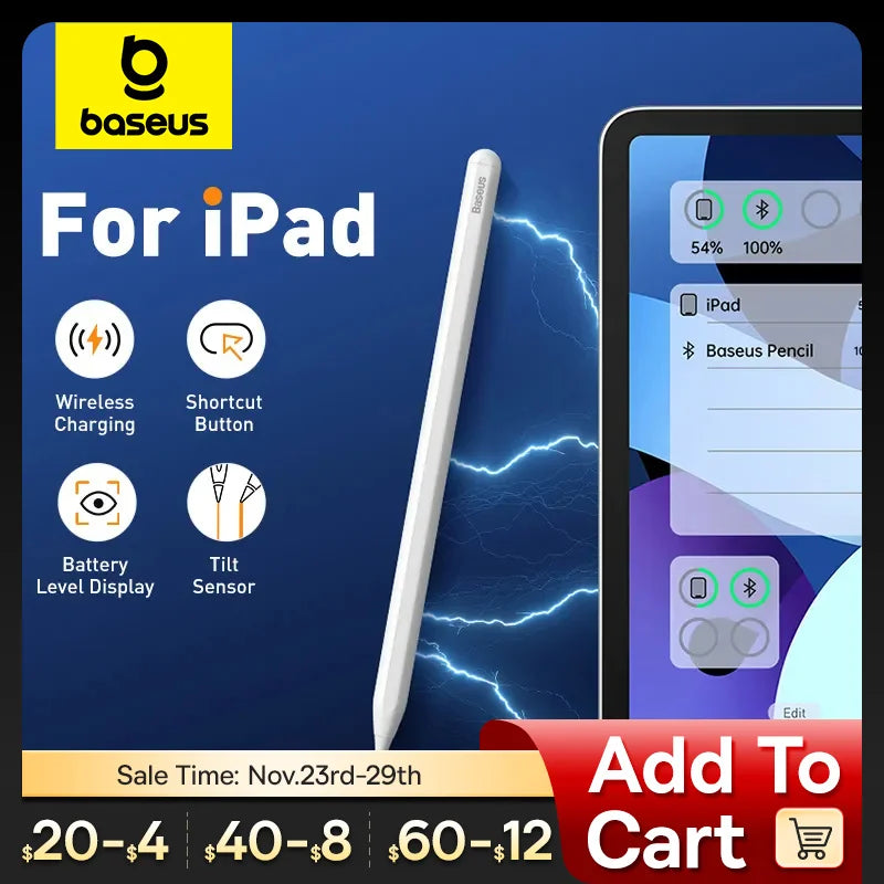 Baseus Apple Pencil 2: Wireless Charging Stylus Pen for iPad  ourlum.com   