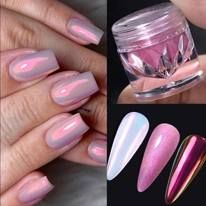 NICOLE DIARY Aurora Nail Powder Chrome Pigment Pearl Metallic Rubbing Dust Chameleon Effect Nail Art Glitter Manicure Decoration  ourlum.com   