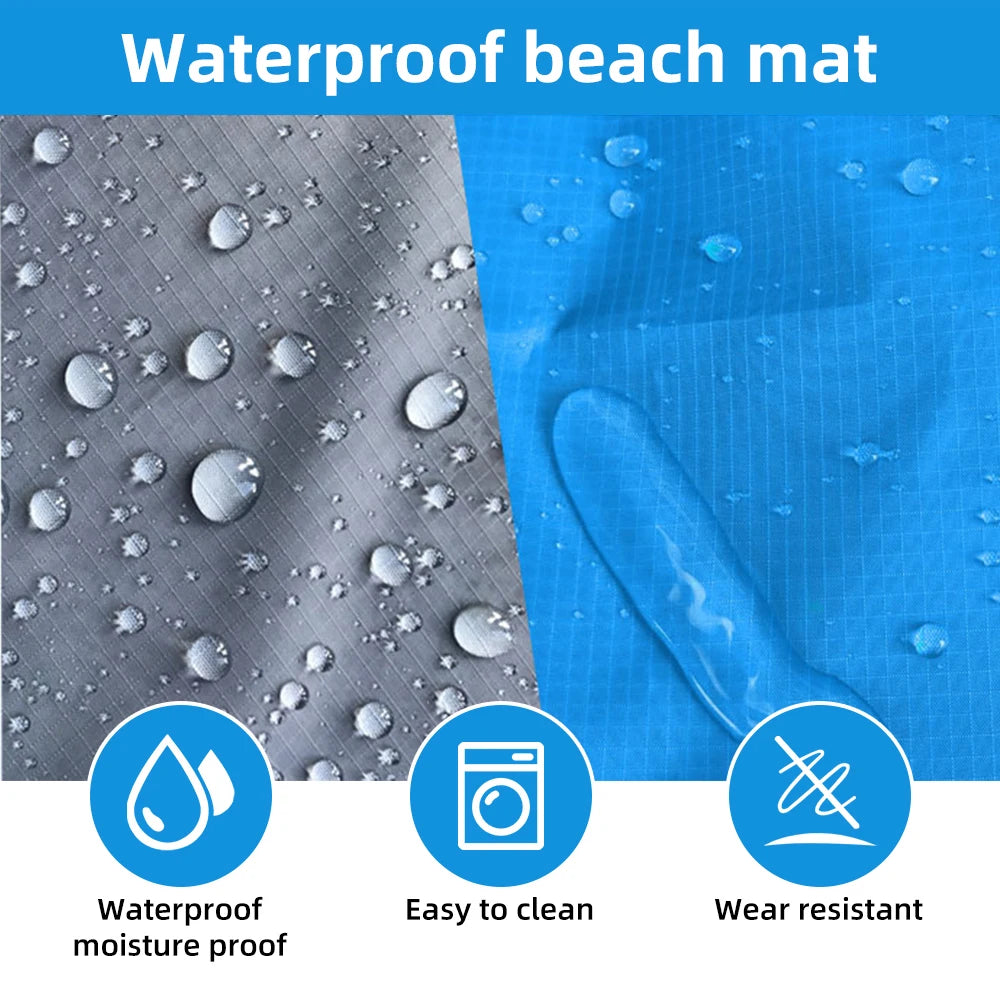 Portable Waterproof Beach and Camping Blanket Mat - Lightweight Folding Outdoor Picnic Mat with Pegs and Carry Bag