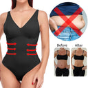 Deep V Neck Shapewear Bodysuit with Built-In Bra - Slimming Thong Body Shaper for Women