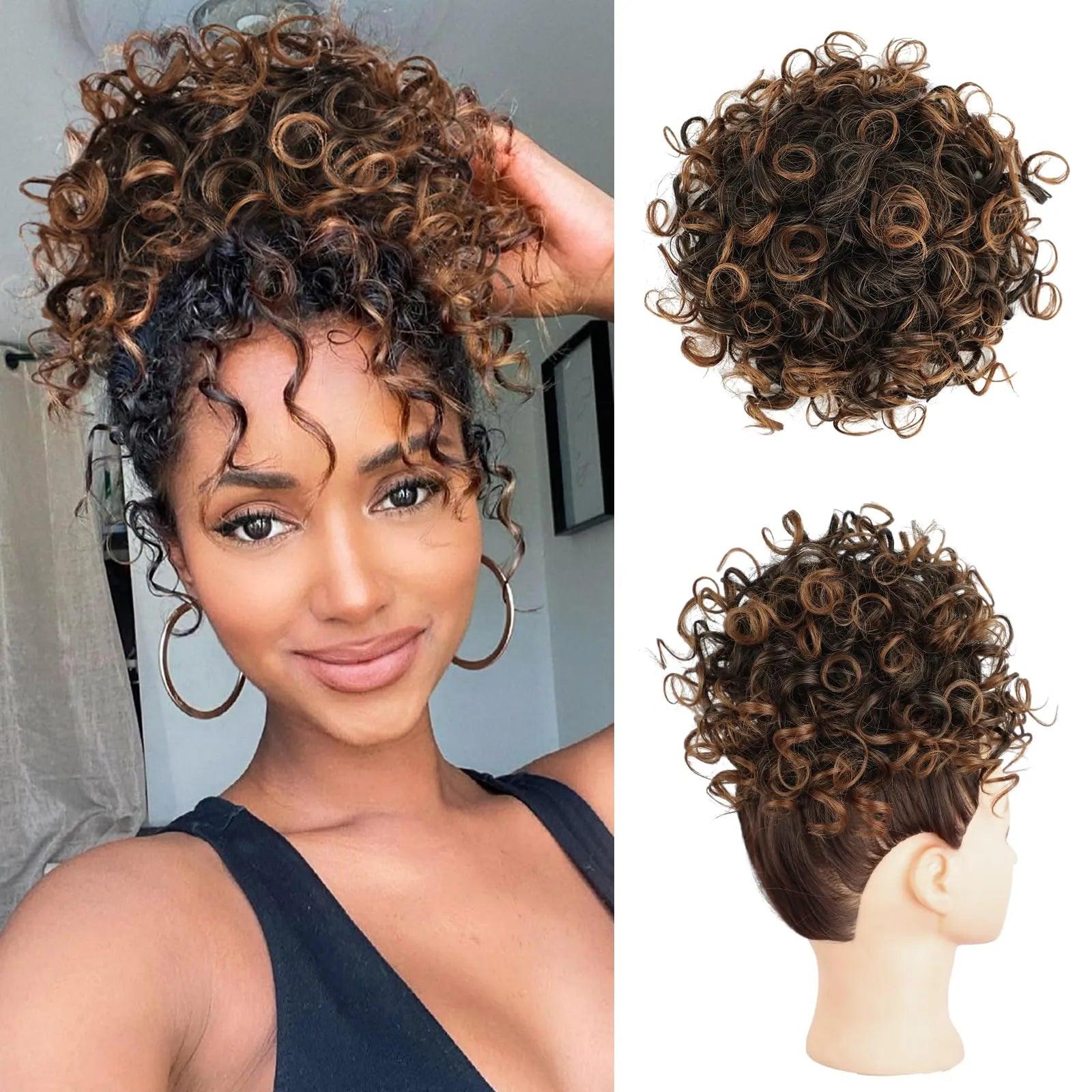 Messy Bun Hair Extension: Curly Wave Glamour for Effortless Everyday Style