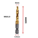 Hex Shank Titanium Plated HSS Tap Drill Bit Set for Metalworking