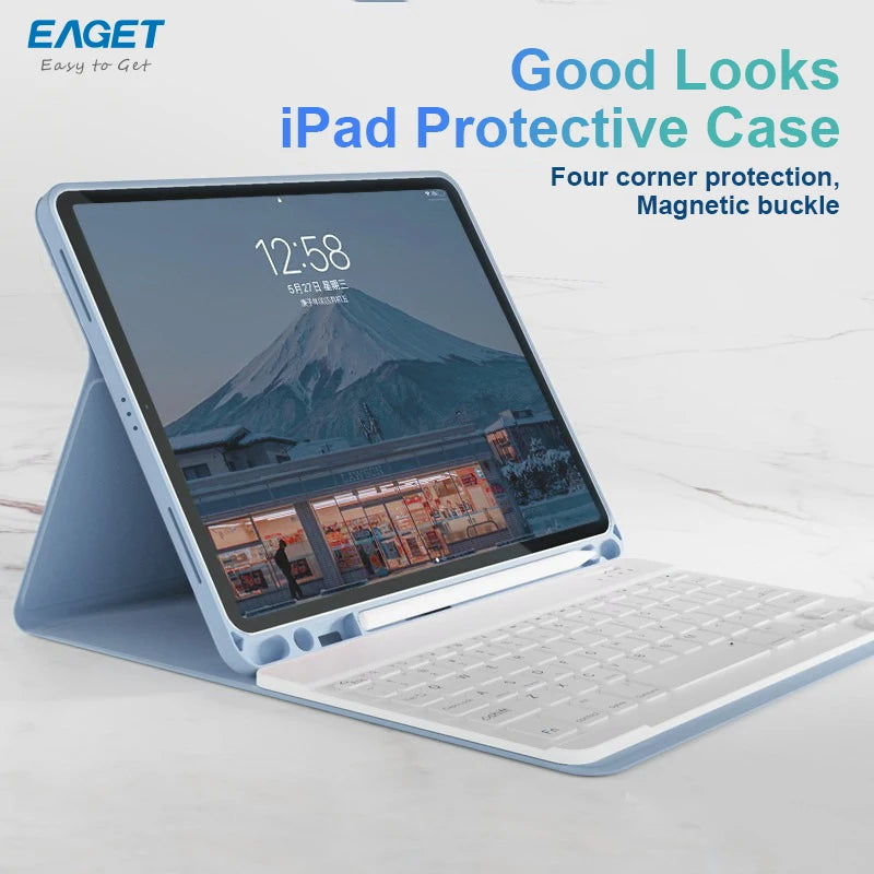 Eaget For iPad Air 4/5 Case 2022 10.9 10th 2020 Pro 11 with Pencil Holder Cover 2018 9.7 5/6th 2021 10.2 7/8/9/10th Generation