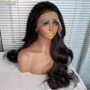 YYsoo Long Black Body Wave Lace Front Wig Luxe Heat Resistant