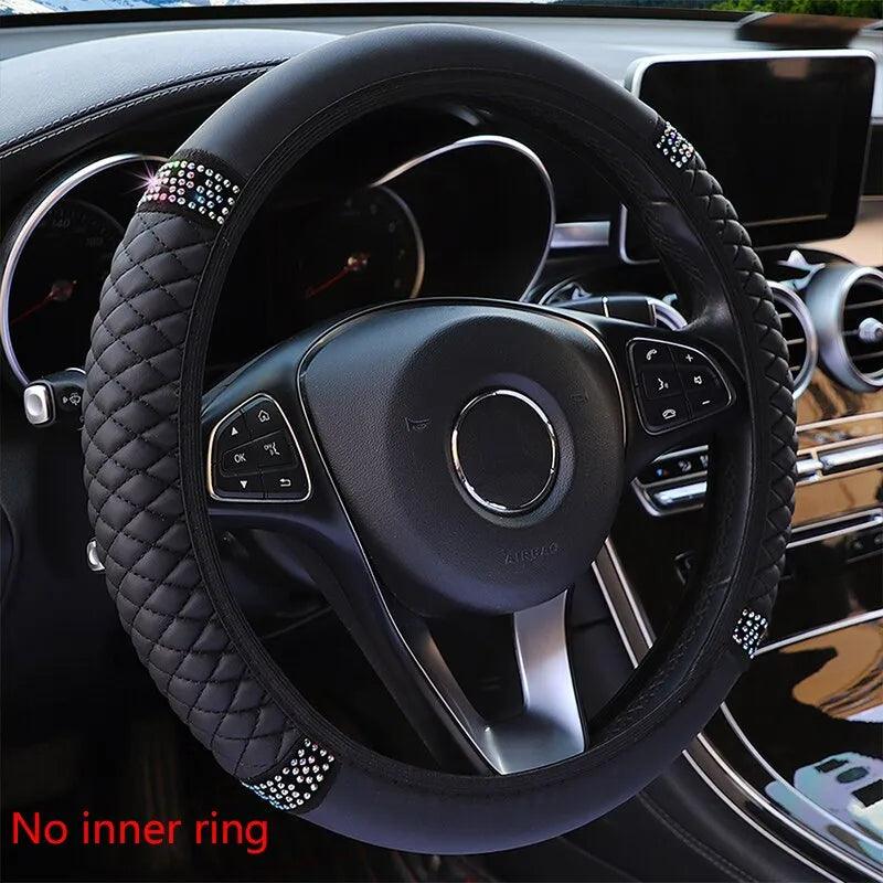 Diamond-Encrusted Leather Steering Wheel Cover  ourlum.com   