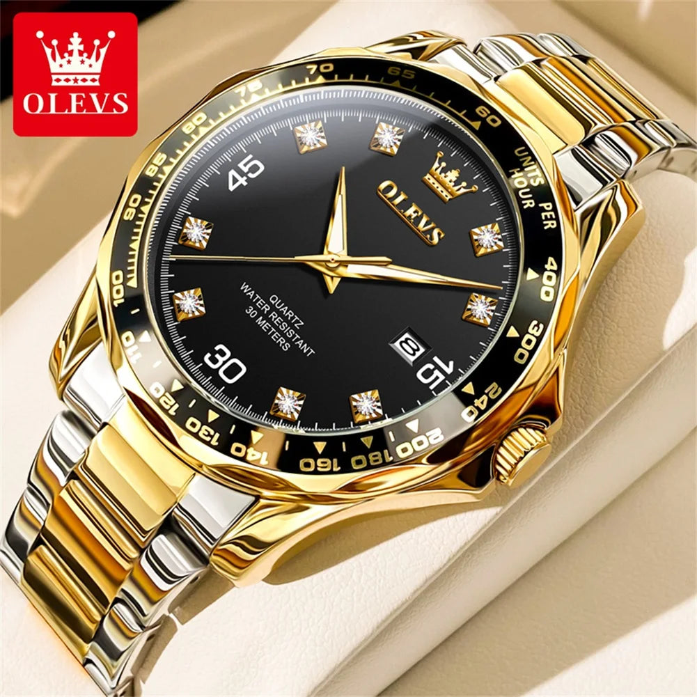 OLEVS 9988 Men's Luxury Quartz Watch with Stainless Steel Band and Classic Date Feature  OurLum.com Rose CHINA 