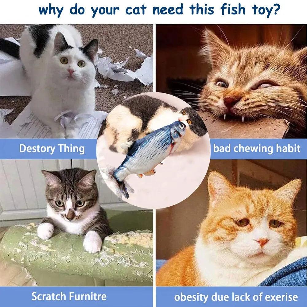 Interactive 3D Pet Fish Toy USB Charger Plush Cat Chewing Toy  ourlum.com   