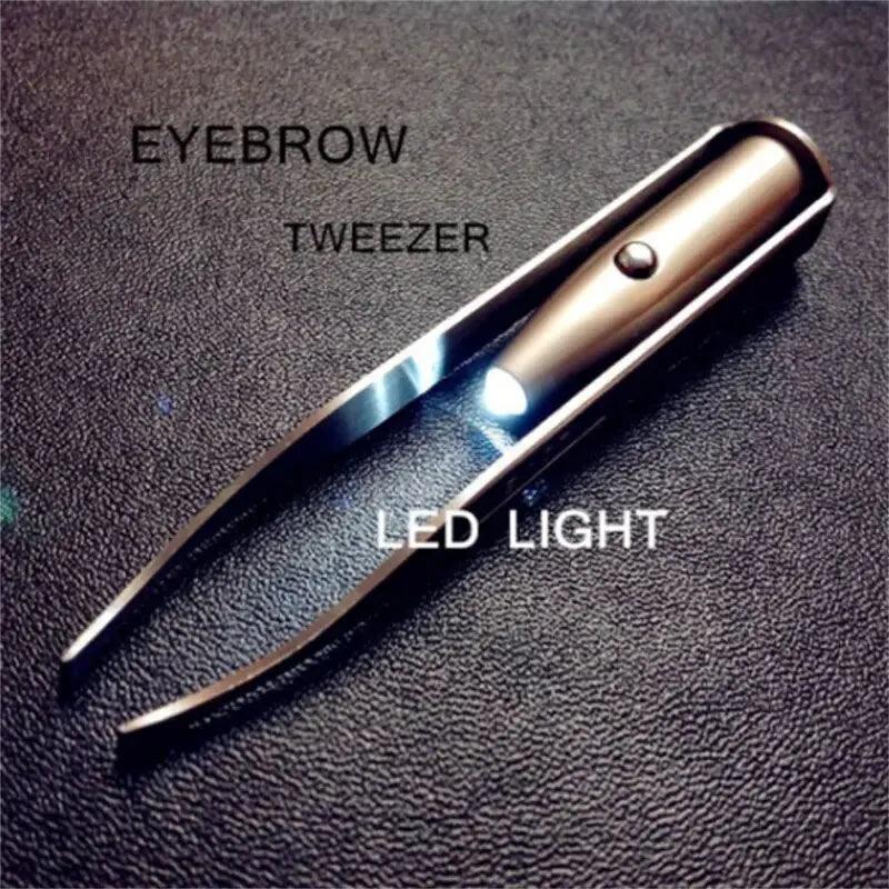 1pc Portable Stainless Steel Smart Design Eyebrow Hair Remove Tweezer With LED Light Makeup Tool  ourlum.com   