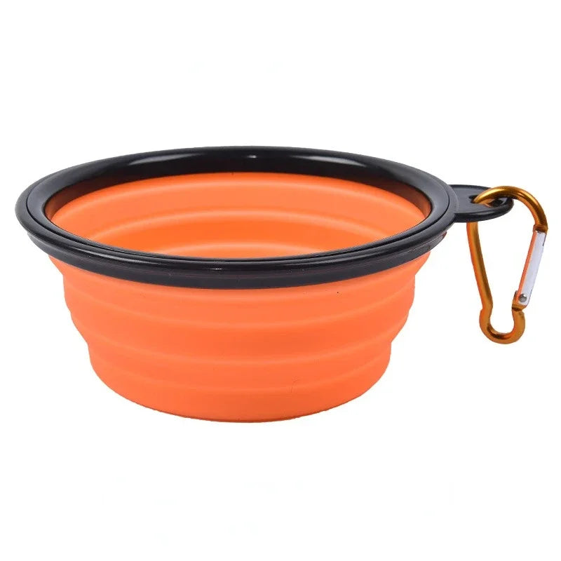 Large Collapsible Silicone Dog Bowl: Portable Travel Feeder  ourlum Orange 350ml 
