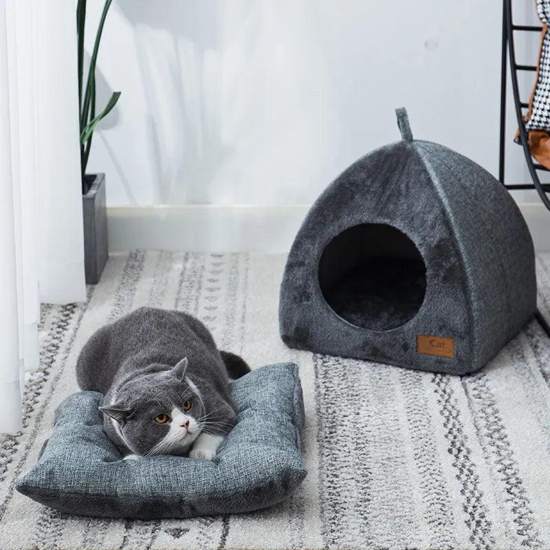 Cozy Cat House: Warm Semi-Enclosed Pet Kennel for Deep Sleep  ourlum.com   