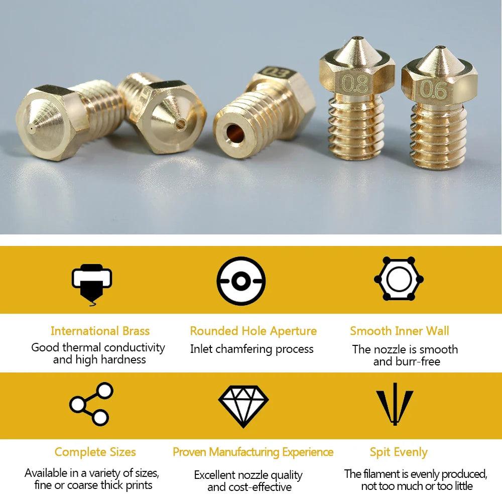 Precision Brass Nozzle Set: 3D Printer Extruder Upgrade  ourlum.com   