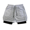 Ultimate Men's Double Layer Fitness Shorts - Ideal for Gym, Beach, Pool, and Summer Activities  ourlum.com White M 