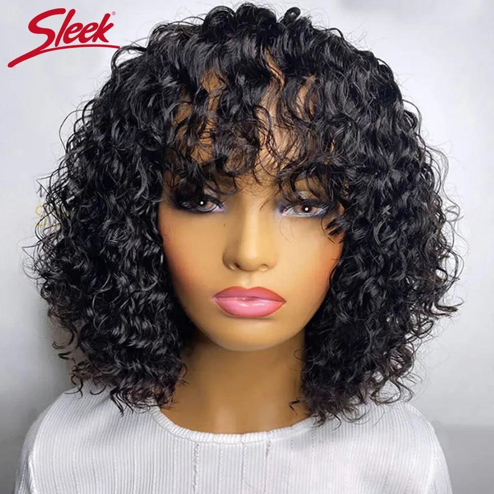 Honey Water Wave Blonde Pixie Bob Human Hair Wig with Bangs - Trendy and Chic  ourlum.com   