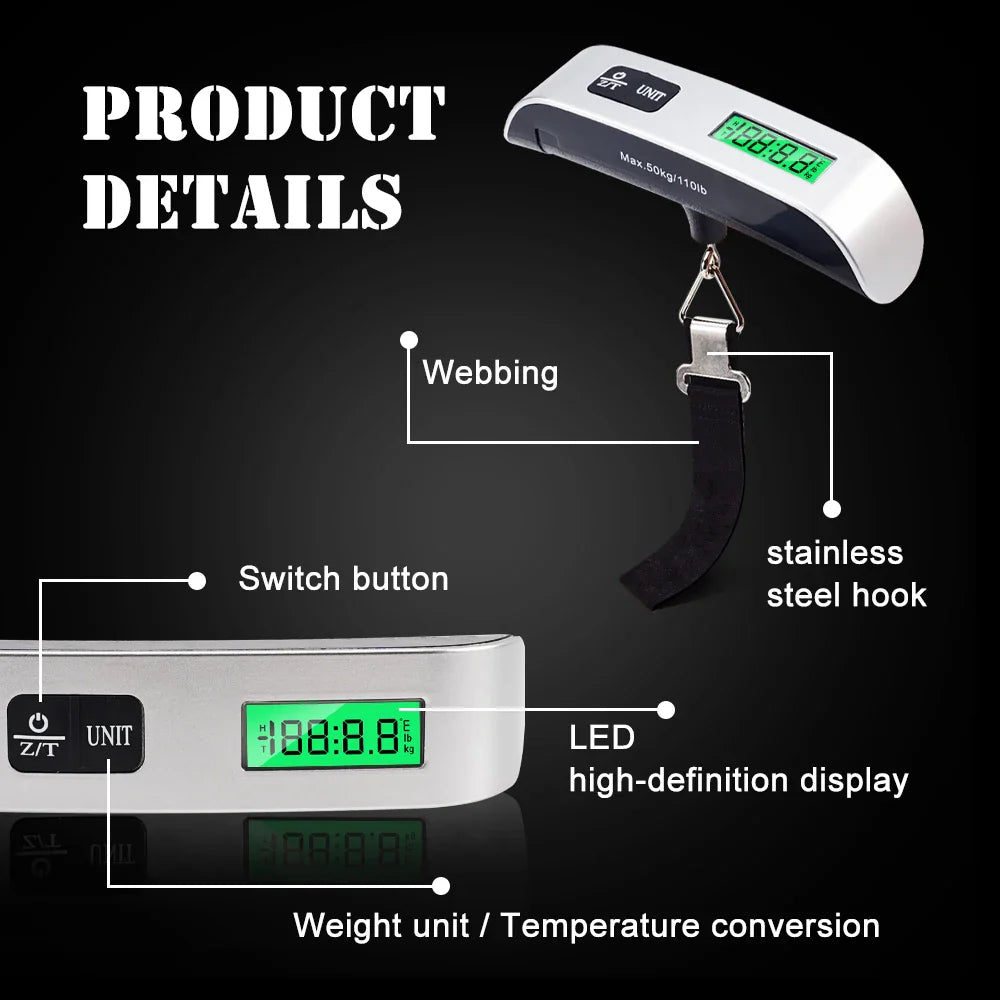 Portable Luggage Scale LCD Display Electronic Travel Balance Baggage Tool  ourlum.com   