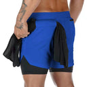 Realxizi Men's 2-In-1 Compression Running Shorts: Upgrade Performance!  ourlum.com Blue L(60-70kg) 