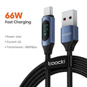 Toocki 100W PD Fast Charging Type C to Type C Cable with Display for  POCO F3 Realme Macbook iPad  ourlum.com 2m 66W A C Blue 