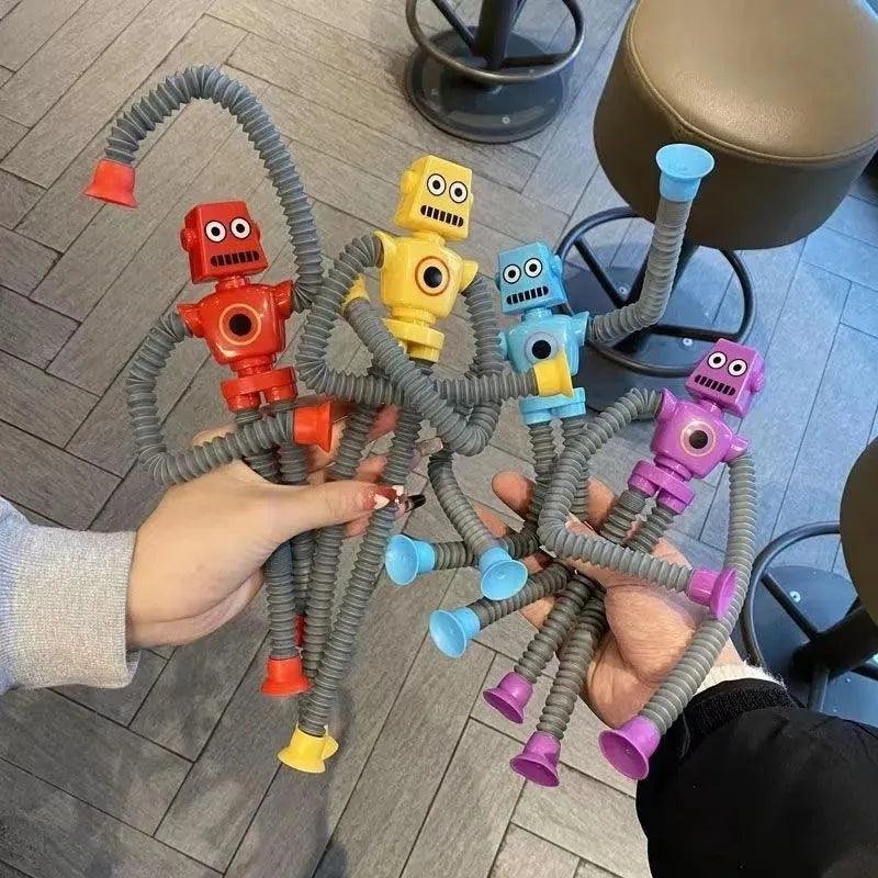 Suction Cup Robot Stretch Fidget Toy Stress Relief Animals - Fun Sensory Gift  ourlum.com 4pcs without light  