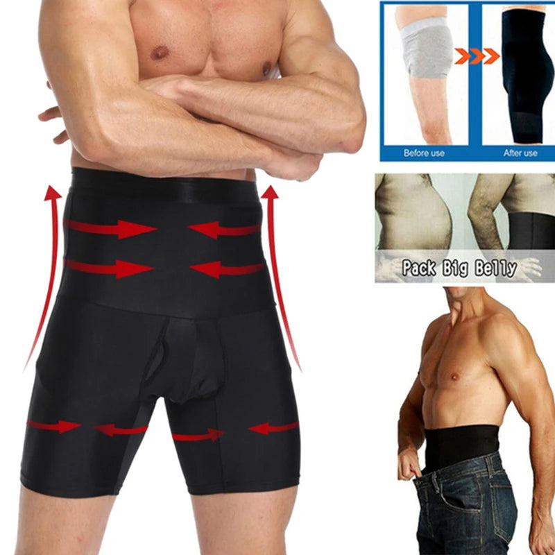 Men's High Waist Slimming Body Shaper Shorts - Tummy Control and Thigh Compression Garment  Our Lum   