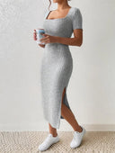 Knitted Slit Dress: Effortlessly Stylish Summer Attire for Women