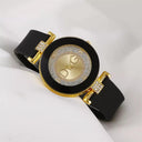 Elegant Black Women's Rhinestone Quartz Watch with Silicone Strap  ourlum.com   