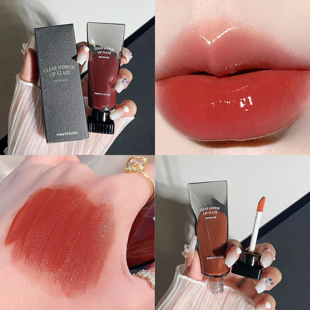 Black Mirror Water Lip Glaze High Gloss Moisturizing Sexy Red Lip Tint Lipstick Makeup Longlasting Color Non-stick Cup Lip Gloss  ourlum.com   