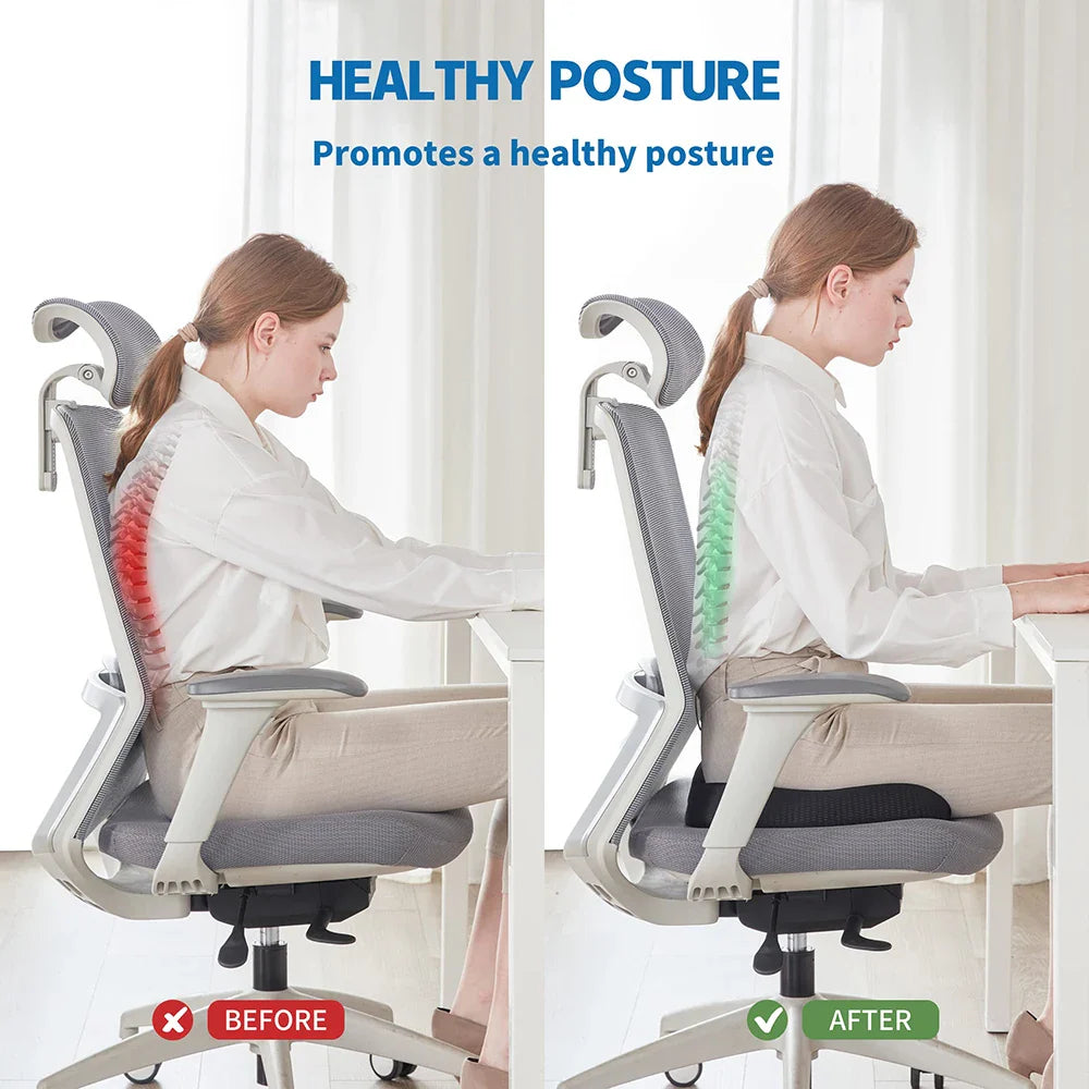 Memory Foam Gel Seat Cushion: Ultimate Back Pain Relief & Comfort  ourlum.com   