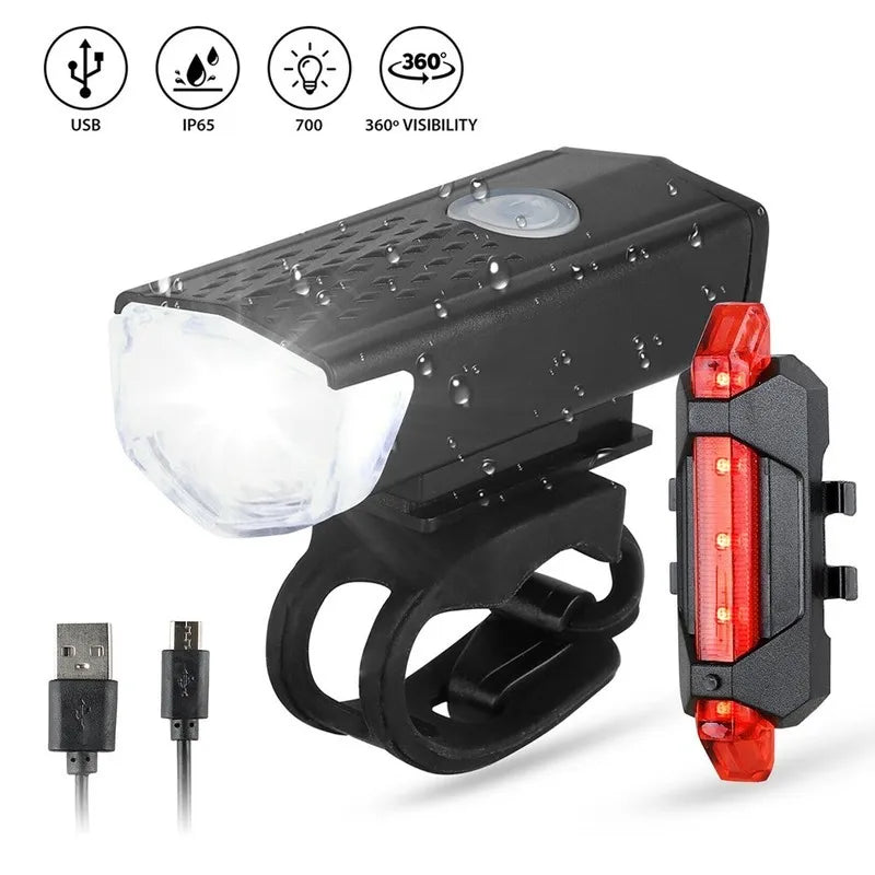 Bike Light Set: USB Rechargeable Front & Back Headlight - Ride Safe!  ourlum.com   