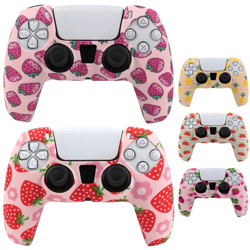 Cute Fruit Soft Silicone Protective Cover For PS5 Controller Skin Gamepad Joystick Cover Case for PS5 Video Games Accessories  ourlum.com   