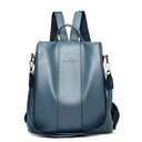 Anti-Theft Leather Backpack Women Vintage Shoulder Bag