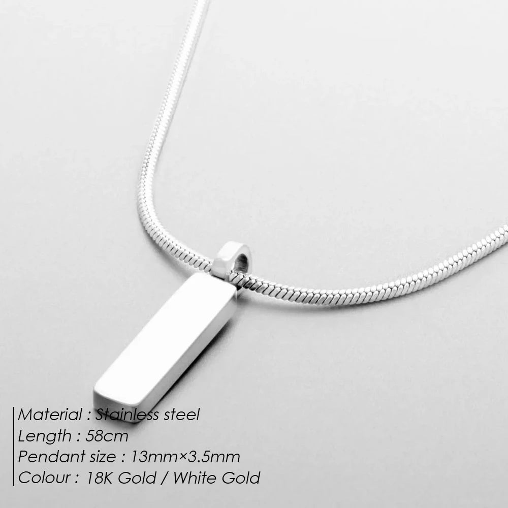 eManco Square Pendant Necklace Simple fashion new  White Gold Stainless steel Collarbone chain does not lose color Wholesale