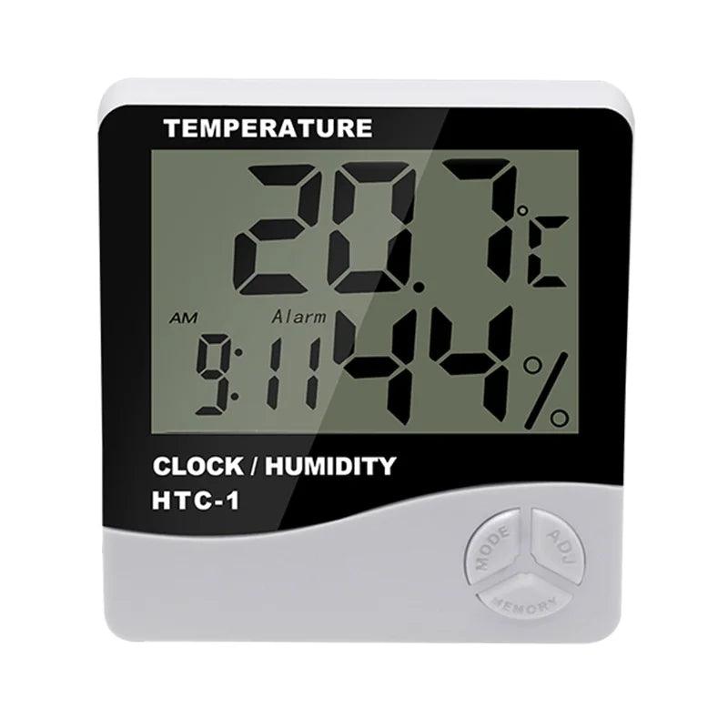 LCD Digital Thermometer Hygrometer with Clock Alarm - Indoor Outdoor Probe  ourlum.com   