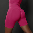 Booty-Lifting Seamless Yoga Shorts for Women - High Waist Fitness Gym Wear  ourlum.com Rose Red M 