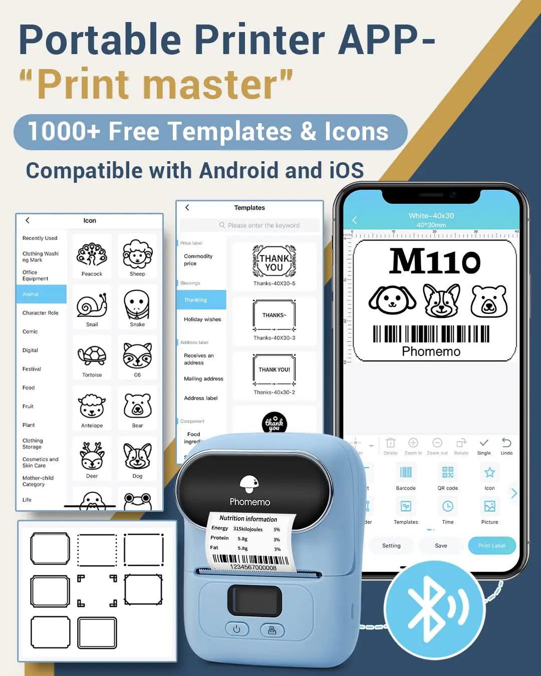 Phomemo M110 Thermal Label Printer: Wireless Barcode Maker & More  ourlum.com   